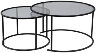 Dmora Set mit 2 Couchtischen Aedion, Niedriger Wohnzimmertisch, Kaffeeregal, Couchtisch für Sofa, 80x80 h43 cm, Schwarz und Grau