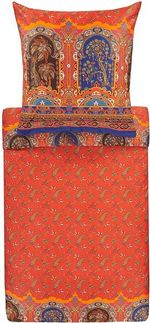 Bassetti Bettwäsche Bassetti Mako Satin Bettwäsche Normanni Rot 155x220 + 80x80 cm, Mako-Satin, Mako Satin, mit Paisley und Palazzo Ornamenten