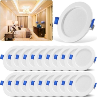 oyajia LED Einbaustrahler 20er Set LED Spot 230V, 5W 500LM IP44 LED Einbauleuchten 3000K 6500K, LED fest integriert, Ultraflach Deckenstrahler Led Spot,für Bad Küche Wohnzimmer Flur