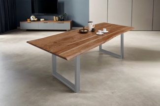 Esstisch Baumkante massiv Akazie natur 120 x 80 silber MILO 70105592