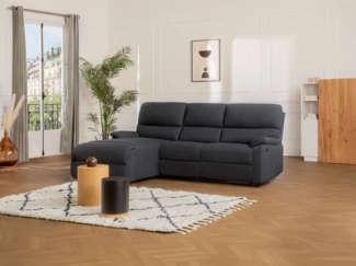 Vente-unique - Ecksofa Relaxsofa elektrisch - Stoff - Ecke Links - Anthrazit - LUNANO