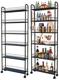 GarveeMore Badregal 6 Tier Mobile Regalseinheit, Bad Aufbewahrungsorganisator Rolling Turm