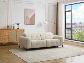 Vente-unique - Relaxsofa elektrisch 3-Sitzer - Stoff - Beige - CLODI