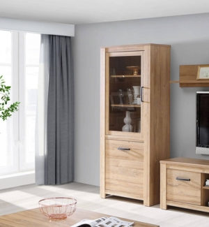 Vitrine Standvitrine Vitrinenschrank Alteiche 77cm