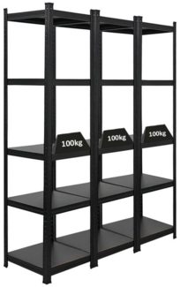 PROREGAL® Schwerlastregal MegaDeal 3x All Black Ragnar 180x45x45cm Fachlast 100kg Schwarz, 3-tlg.