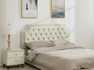 Vente-unique - Polster-Bettkopfteil - 150 cm - Stoff - Beige - JOHENE