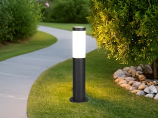 Moderne LED Sockelleuchte aus Edelstahl in Schwarz, Höhe 45cm