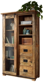 Woodroom Vitrine Pali (Mango massiv natur gewachst, 100x175x45 cm) Virtine, Vitrinenschrank, Schrank mit Glastür, Wohnzimmerschrank