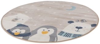 Primaflor-Ideen in Textil Kinderteppich COCOON - Sternenfreunde, rund, Höhe: 6 mm, Kurzflor, Motiv Tiere & Sterne