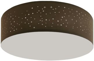 TRANGO LED Deckenleuchte, 3138 Deckenstrahler mit 50cm Ø Sternenhimmel Stoffschirm in *BRAUN* rund inkl. 3x E27 Lampenfassung für LED (ohne Leuchtmittel) für Wohnzimmer, warmweiß, Schlafzimmer Gästezimmer Deckenlampe Schlafzimmerlampe Bürolampe