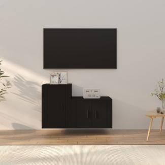 vidaXL 2-tlg. TV-Schrank-Set Schwarz Holzwerkstoff 3188391