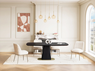 Vente-unique - Esstisch 8 Personen - Eschenfurnier & Metall - Schwarz & Gold - DYLORA