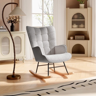 Furnishings Home Schaukelstuhl Polsterstuhl Sessel Stillsessel (Schaukelstuhl mit hoher Rückenlehne), Kopfstütze und Sitzkissen Teddyplüsch
