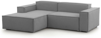 Dmora Sofa mit Halbinsel Alhoa, modulares 2-Sitzer-Sofa mit linker Halbinsel, Stoffsofa, 100 % Made in Italy, 220 x 170 x 70 cm, Grau