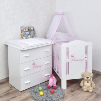 Baby-Delux Babyzimmer-Komplettset Babyzimmer Princess, (13-tlg), Babybett Wickelkommode Bettwäsche Set Komplettzimmer