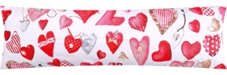 Heubergshop Seitenschläferkissenbezug, (1 Stück), 40x145 cm Herzen Rot Weiß Landhaus 100% Baumwolle (BS-Valentin-Weiß)