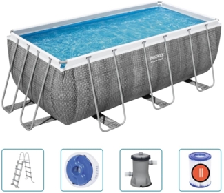 Bestway Power Steel Pool-Set Rechteckig 412x201x122 cm 3202536