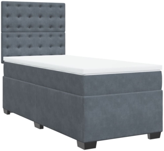 vidaXL Boxspringbett mit Matratze Dunkelgrau 80x200 cm Samt 3290775