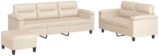 vidaXL 3-tlg. Sofagarnitur mit Kissen Beige Mikrofasergewebe 3202349