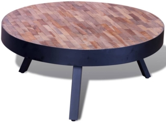 Couchtisch Rund, Altholz Teak/ Eisen, 31 x Ø 76 cm