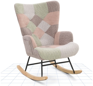 FLEXISPOT Schaukelstuhl mit Hoher Rückenlehne & Fußstütze, Relaxsessel, Schaukelsessel (Moderner Schwingsessel mit Holzkufen, mit Seitentasche), Gepolsterter Relaxsessel für Wohnzimmer & Schlafzimmer