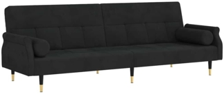vidaXL Schlafsofa mit Kissen Schwarz Samt 351861