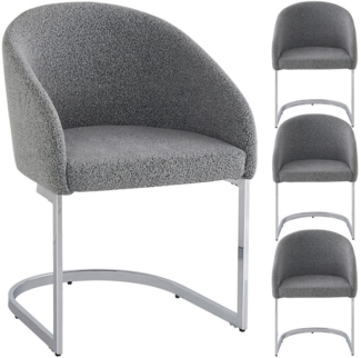 HAUSS SPOLE Esszimmerstuhl 4er Ergonomischer Freischwinger mit Metallbeinen für wohnzimmer Grau (Polsterstuhl, Wohnzimmerstuhl, Küchenstuhl, 4 St), Ergonomischer Stuhl für Wohnzimmer, Esszimmer