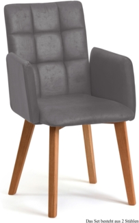 Armlehnstuhl (2er-Set) Dareia 52 x 91 x 60 Eiche geölt/Grau