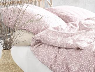 Irisette Easy Soft-Seersucker Bettwäsche 155x220 Blümchen rosa weiß 8440-60