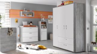 Kleiderschrank Edana 138 x 51 x 189 Kinderzimmerschrank Vintage Woody Grey/Weiß Matt 15109