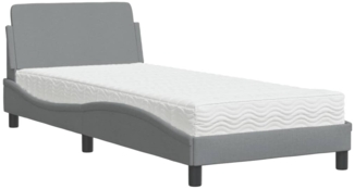 vidaXL Bett mit Matratze "Dover" Hellgrau 80x200 cm Stoff 3208284