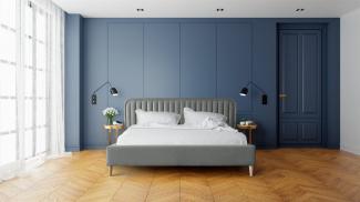 Polsterbett Doppelbett MIAMI 160x200cm Komplettset in Stoff Riviera Grau