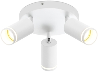 ZMH LED Deckenleuchte 3 flammig - Weiß Deckenlampe GU10 Schwenkbar Strahler Holz Wandleuchte Wandstrahler für Wohnzimmer Schlafzimmer Ohne Leuchtmittel