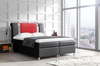 Boxspringbett NATHAN 120x200 cm Kunstleder Schwarz-Rot