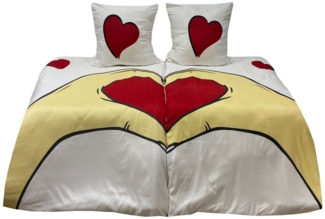 Leonado Vicenti Bettwäsche Allergiker geeignet 135x200, Microfaser, 4 teilig, Partnerbettwäsche Herz