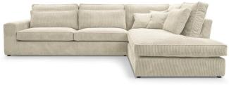 Deine Möbel 24 Ecksofa CAREN MINI Wohnlandschaft Sofa Wohnzimmer L-Couch Cord Samt, Creme Grau Graphit Schwarz 2 Teile, Ohne Schlaffunktion, Ohne Bettkasten, mit Wellenunterfederung