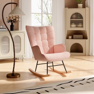 Furnishings Home Schaukelstuhl Polsterstuhl Sessel Stillsessel (Schaukelstuhl mit hoher Rückenlehne), Kopfstütze und Sitzkissen Teddyplüsch