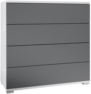 Vladon Kommode Pavos V3 (Sideboard, mit 4 Schubladen), Weiß matt/Anthrazit matt (76 x 76 x 35 cm)