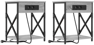 vidaXL Nachttisch mit Ladestation 2 pcs Grau Sonoma 41 x 31 x 51 cm 859512