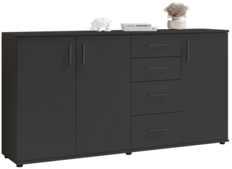 Sideboard >BC 1040< 3 Türen, 4 Schubladen, anthrazit - 160x84x35cm (BxHxT)