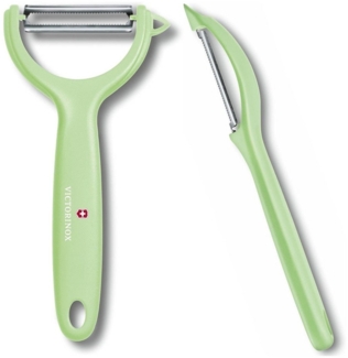 Victorinox | Universalschäler Duo Pack | extra scharf | Zackenschliffklinge für müheloses Schälen | ergonomischer Griff | Limited Edition Hellgrün | ideal für Obst und Gemüse