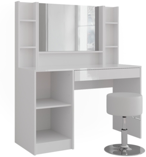 Schminktisch Sherry Weiß/Weiß Hochglanz 119.8 cm 5 Teile Vicco