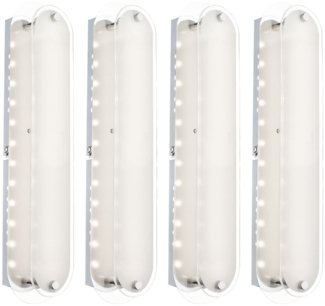 4er LED Set Wandleuchte, Chrom, Glas Opal, L 33 cm, OBITOR