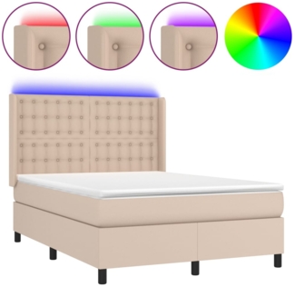 vidaXL Polsterbett mit Matratze & LED Cappuccino-Braun 140x200 cm, Härtegrad: H2 [3139390]