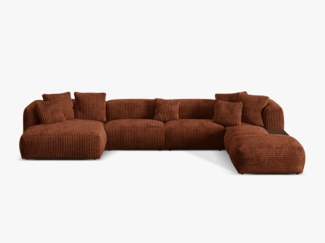Micadoni Panorama-Ecksofa Martina 5-Sitzer Kord Ziegel Rechts
