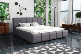 Polsterbett Bett Doppelbett GENUA Komplettset 140x200cm Stoff Sawana Dunkelgrau