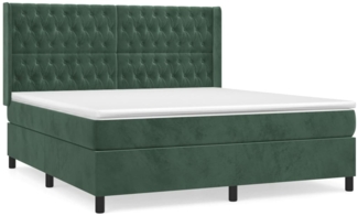 vidaXL Boxspringbett mit Matratze Dunkelgrün 180x200 cm Samt 3132876