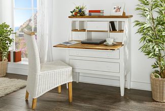 Sekretär MEXICO Weiß / Honig, Landhausstil aus Mexiko, Pinie Massivholz, Shabby Chic