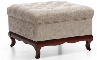 Casa Padrino Luxus Art Deco Chesterfield Wohnzimmer Hocker Greige / Dunkelbraun 70 x 70 x H. 47 cm - Wohnzimmermöbel