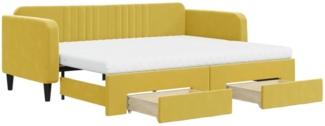 vidaxl Tagesbett Ausziehbar mit cm (Farbe:, Gelb, 90x200 cm, Samt (100 % Polyester), Metall, Massivholz, Holzwerkstoff